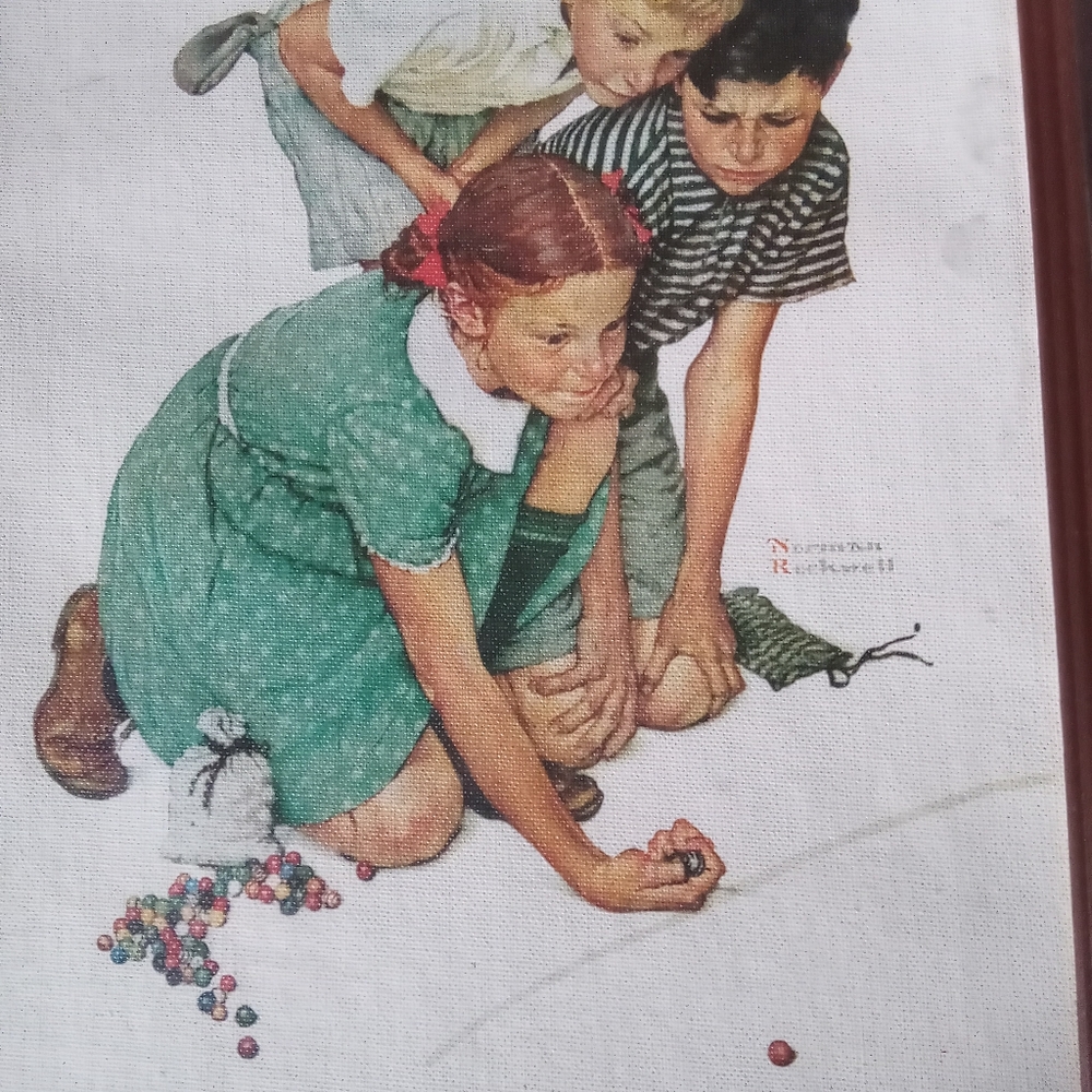 NORMAN ROCKWELL 21 PIECE PLATES AND FRAMED PRINT ON CANVAS